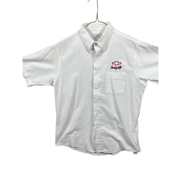 VTG Chevy Indy V8 Crew Shirt Size Large/ 16 1/2 \Arrow Dover \White - Picture 1 of 10